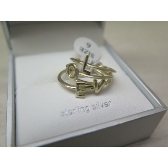 Vita Di Grazia Milano 925 Sterling Silver Sz 6 Gold Plated Love Stackable Rings - Picture 3 of 8